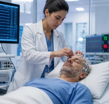 Eletroencefalograma (EEG) — exame da atividade elétrica cerebral na Gileade Centro Neurológico, Brasília